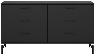Calicosy 'BORA' Doppelkommode mit 6 Schubladen in mattschwarz und metallischem Gestell L138,7 cm - Schwarz