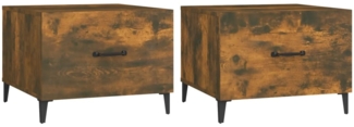 Couchtische, Sofatische mit Metallbeinen 2 Stk. Räuchereiche 50x50x40 cm