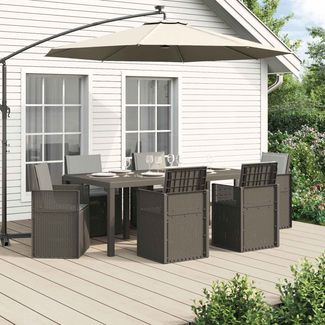 vidaXL Garten Essgruppe mit Kissen 7 pcs Hellgrau PP 3430086