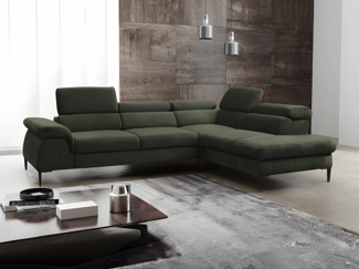 Vente-unique - Großes Ecksofa mit Schlaffunktion - Ecke rechts - Samt - Grün - SEPINA von Pascal MORABITO