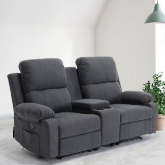 Odikalo 2-Sitzer Relaxsofa Freizeitsofa Kinosofa Armlehnensofa Neigungsfunktion Schwarz