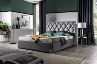 Casa Padrino Luxus Doppelbett Grau / Silber - Verschiedene Größen - Modernes Massivholz Bett mit Kopfteil - Schlafzimmer Möbel - Luxus Kollektion