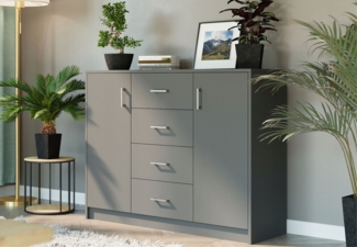 Home Collective Kommode mit 2 Türen & 4 Schubladen – Funktional & Modern, 110x35x85 cm, Anthrazit