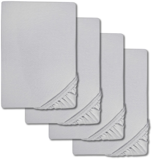 Spannbettlaken Microfaser Interlock-Jersey silber grau 90x190 - 100x200 cm 180x200 - 200x200 cm im 4er-Pack