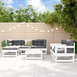 vidaXL 7-tlg. Garten-Lounge-Set Weiß Massivholz Kiefer 3186215