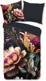 Descanso Wendebettwäsche Straizo, Mako-Satin, Renforcé, Satin, 3 teilig, Satin, Reißverschluss, Paspel, Biese, Wende, Luxe, Blume, Anthrazit