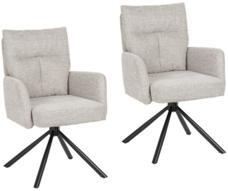 HTI-Living Drehstuhl Drehstuhl Kyra Beige (Set, 2 St), Esszimmerstuhl Schreibtischstuhl Auto-Return