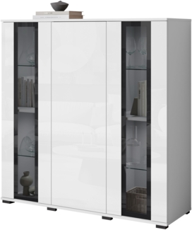 Kommode Clarkoy HB 120 (Farbe: Weiß / Weiß Hochglanz, ohne Beleuchtung)