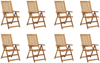 vidaXL Klappbare Gartenstühle mit Kissen 8 Stk. Massivholz Akazie 3075060