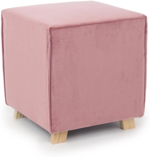 Pouf Adeline in Samt-Optik, Rosa, 40x40x44 cm