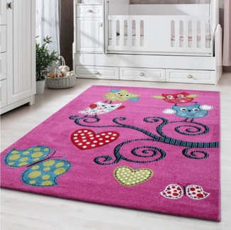 Carpettex Kinderteppich Eulen-Design, Läufer, Höhe: 11 mm, Kinderteppich Eule-Design Baby Teppich Kinderzimmer Pflegeleicht