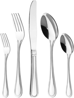 Essgeschirr für 6 Personen, 30-teilig, Edelstahlbesteck - hochglanzpoliert - klassisches und schlichtes Design.