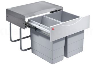 Hailo Einbaumülleimer für Drehtüren Tandem S 2, hellgrau, 18 + 12 Liter