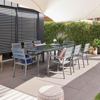 HOME DELUXE Garten-Sitzgruppe ausziehbar SOL MADERA - 180/240 x 90 cm 6 Stühle