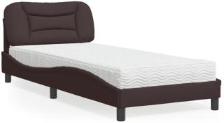 vidaXL Bett mit Matratze Dunkelbraun 90x200 cm Stoff 3208509