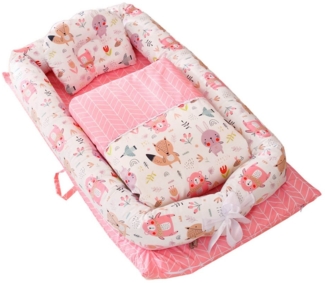 SEHAUSEU Kuschelnest Bettnestchen Babylounge Babykokon mit Decke und Kissen Wickelauflage