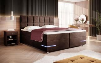 Boxspringbett Lea mit LED (Samt) 140x200 Braun H2