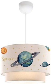 Kinder-Hängeleuchte Lurgan mit Planeten-Motiv Weiß [lux. pro]