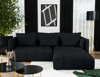 AX LIVING Ecksofa Schwarz Eckcouch mit Schlaffunktion Cosmova 245 cm