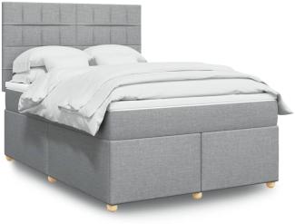 vidaXL Boxspringbett mit Matratze Hellgrau 140x200 cm Stoff 3293603