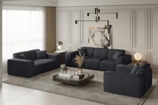 Sofaset Designersofa CELES 3-2-1 in Stoff Scala Schwarz