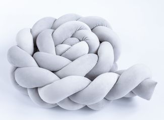 Loolay Nestchenschlange SAMT GRAU Geflochtenes Kissen Zierkissen Dekokissen Bettumrandung, (Zugluftstopper Zugluft Schlange Wickeltischumrandung Babybett Kinderzimmer Schutz, VELOURS SAMT Bettschlange 100 150 200 300 400 cm und Länge auf Anfrage), Zugl...