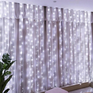 FOUORTUNATE-BEE LED-Lichtervorhang 300 LED USB Lichtervorhang Lichterkette, Weihnachtsdekoration, 3M X 3M