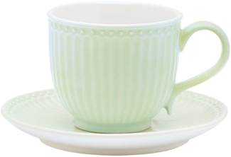 Greengate Tasse Alice Tasse mit Untertasse pale green 8,5 cm, Stoneware