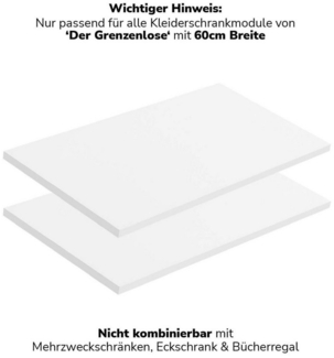 mokebo Einlegeboden Die Ableger (2er-Set), Böden für Kleiderschrank 'Der Grenzenlose' mit 60cm Breite in Weiß