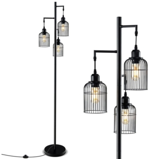 COSTWAY Stehlampe, 169 cm, mit 3 Lampenschirmen, Sockel & Fußschalter