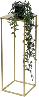 DanDiBo Blumenhocker Metall Gold Eckig M 62 cm Blumenständer Beistelltisch 96406 Blumensäule Modern Pflanzenständer Pflanzenhocker