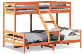 vidaXL Etagenbett 90x200/140x200 cm Wachsbraun Massivholz Kiefer 3207176