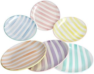 MamboCat Speiseteller Beach Pastello Stripes 6er Set Speiseteller Ø26,6cm Steingut pastell