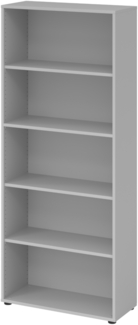 bümö Regal grau, Standregal aus Holz für 5 Ordnerhöhen - Bücherregal 80 cm breit, Aktenregal für Ordner & Bücher, Büroregal, Holzregal, Ordnerregal, Aufbewahrungsregal, Buchregal, 4000-5