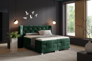 Boxspringbett Elektrisch Bett STEVE 140x200cm in Stoff Fresh Flaschengrün
