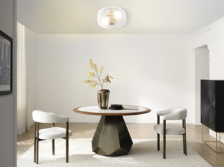 Vente-unique - Deckenleuchte Rosette – Glas und gebürstetes Messing – Ø 30 x H 15 cm – LACAYA