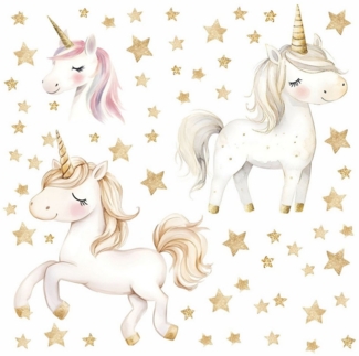 nikima Wandtattoo 256 Wandtattoo Einhorn weiß - Größe 750 x 420 mm (PVC-Folie), in 6 vers. Größen