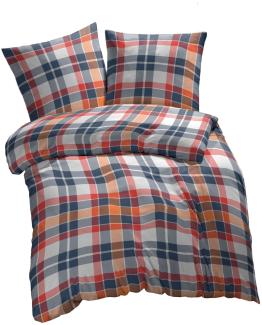 etérea Baumwolle Seersucker Bettwäsche Kari Orange 200x220 cm + 2Stk 80x80 cm