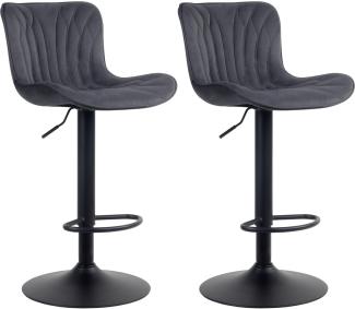 2er Set Barhocker Linus Samt (Farbe: schwarz)