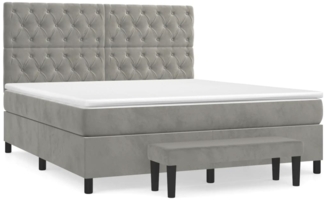 vidaXL Boxspringbett mit Matratze Hellgrau 160x200 cm Samt 3138031