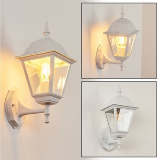 hofstein Außen-Wandleuchte »Quartucciu« klassische Wandlampe aus Metall/Glas in Weiß, ohne Leuchtmittel, Außenleuchte, Eingangsbereich/Hof/Terrasse, 1xE27, IP 44