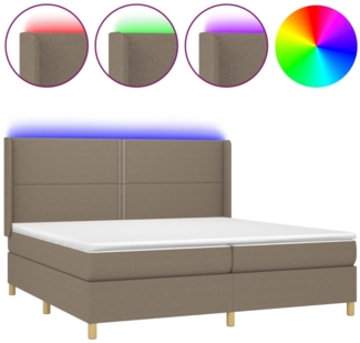 vidaXL Boxspringbett mit Matratze & LED Taupe 200x200 cm Stoff, Härtegrad: H2 [3138825]