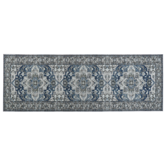 Teppich grau blau 70 x 200 cm orientalisches Muster Kurzflor KOTTAR