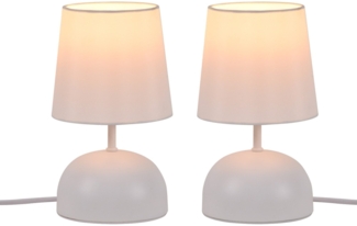ZMH Nachttischlampe 2er Set Tischlampe mit Kabel - Tischleuchte Weiß Stoff Nachtlampe Modern Schlafzimmer Bettlampe Design Klein Schreibtischlampe für Wohnzimmer Büro Bett Tisch Fenster Hotel