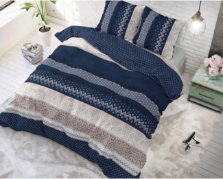 Sitheim-Europe Bettwäsche Sleeptime ELISABETH MARINE- Bettbezug-Set, Baumwolle, 3 teilig, Weich, geschmeidig und wärmeregulierend