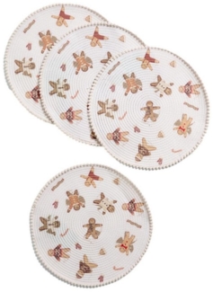 Next Platzset Platzset mit Lebkuchen-Print und Bommeln, 4er-Set, (1-St)