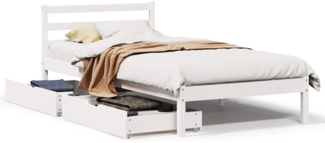 vidaXL Massivholzbett ohne Matratze Weiß 90x200 cm Kiefernholz 3301535