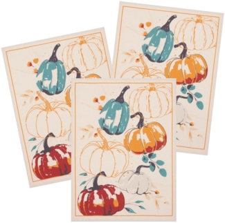 Kracht Geschirrtuch Kürbis, (3-tlg, 3-teilig), Geschirrtücher (3 Stück), ca. 50 x 70 cm, Halbleinen bedruckt