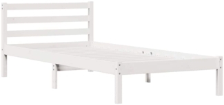 vidaXL Bettgestell mit Kopfteil Weiß 210 x 100 cm Massivholz Kiefer 869765