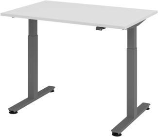 bümö elektrisch höhenverstellbarer Schreibtisch grau 120x80 cm, Gestell: Graphit - Büroschreibtisch höhenverstellbar elektrisch, elektrischer Bürotisch & Gaming Tisch, Stehschreibtisch, XMST-12-5-G